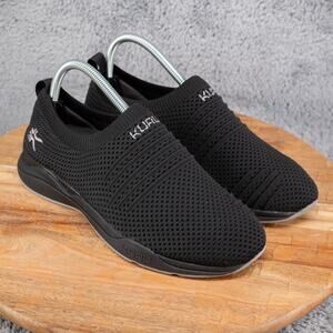 Kuru Shoes Womens 8.5 Stride Slip On Sneakers Knit Stretch Black Comfort